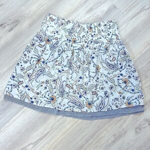 J. Jill Boho Chic Paisley Print Lightweight Cotton Layered Smocked Waist Skirt